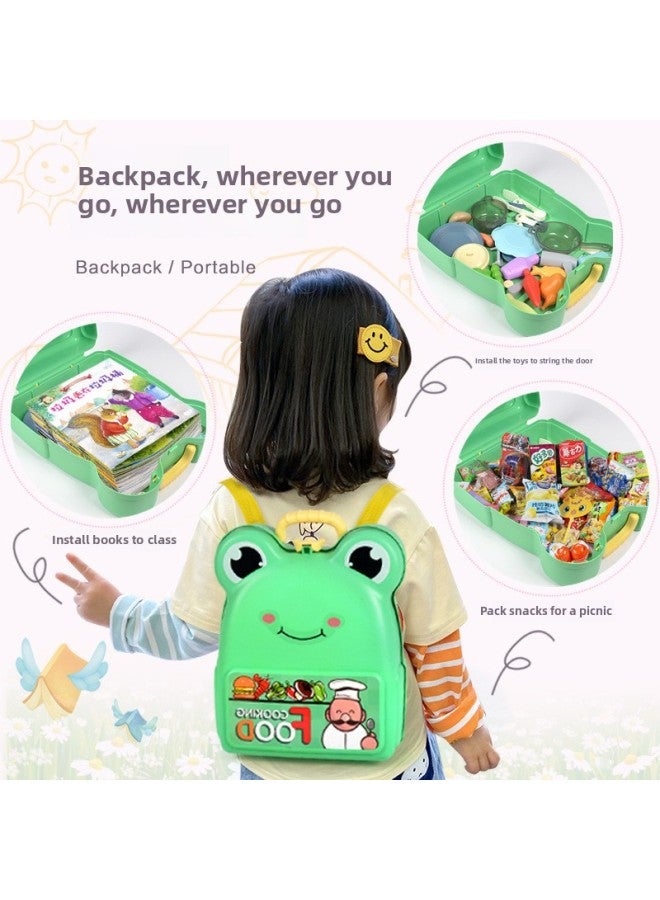 Little Frog Backpack Children's Kitchen Toy Girls Dessert Ice Cream Set Toy Men's Suitcase-Color:Pink - Image 4