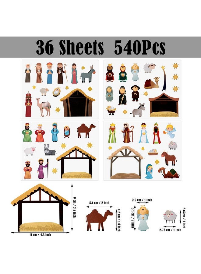 Marspark Nativity Stickers Make A Nativity Scene Sticker Jesus Birth Stickers Religious Sticker Mix Match Decal For Christmas Party Favor Holiday Religious Education Present Supplies (36 Sheets) - Image 2
