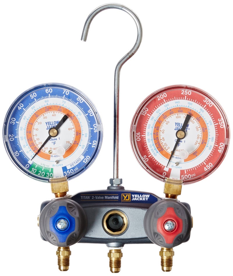 Yellow Jacket 49832 Titan 2-V Charging Manifold Gauges R-134a/404A/407C - Image 2