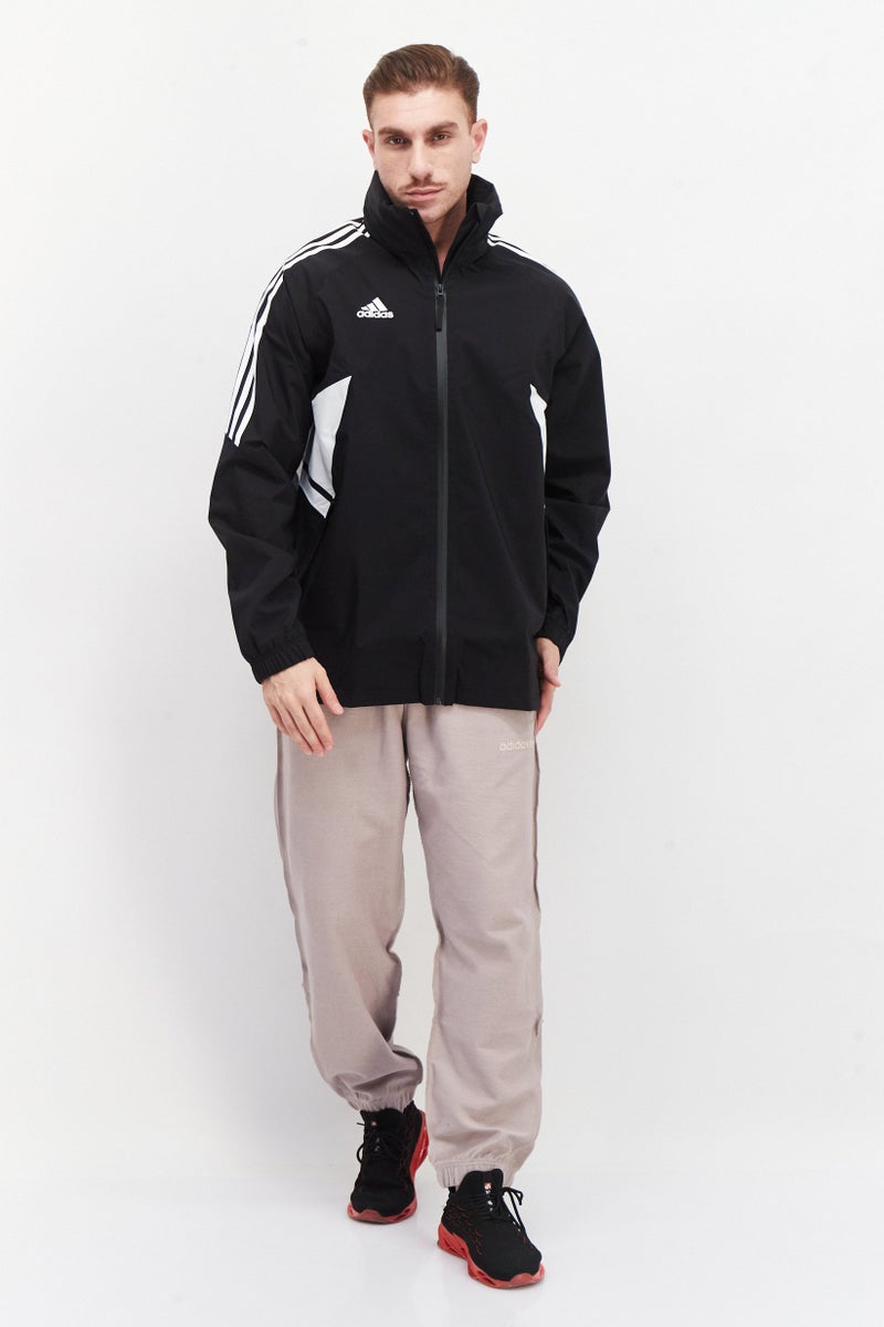 Adidas سترة تدريب رياضية للرجال بشعار العلامة التجارية، باللون الأسود - Image 2