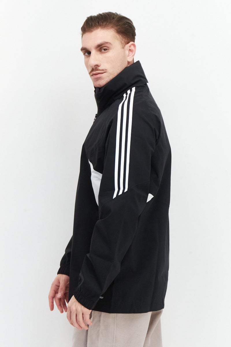 Adidas سترة تدريب رياضية للرجال بشعار العلامة التجارية، باللون الأسود - Image 4