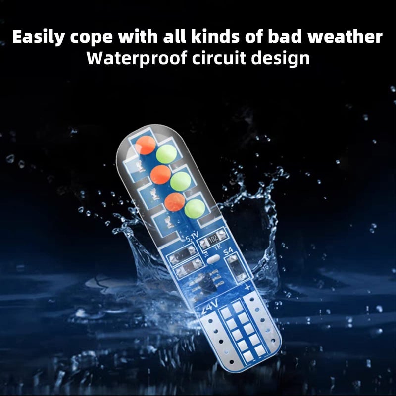HIPOPY Car T10 RGB LED Bulb Width Light with Remote Control, 2pcs Multi Mode Auto Replacement Strobe Light, COB Wedge for Interior Map Dome Door License Plate Light Reading Trunk Lights - Image 3
