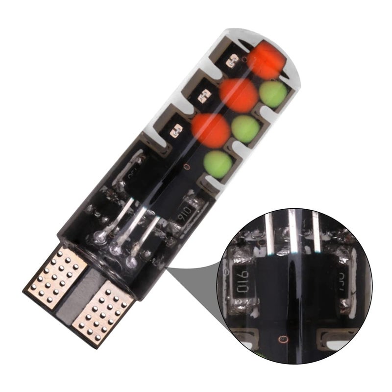 HIPOPY Car T10 RGB LED Bulb Width Light with Remote Control, 2pcs Multi Mode Auto Replacement Strobe Light, COB Wedge for Interior Map Dome Door License Plate Light Reading Trunk Lights - Image 5