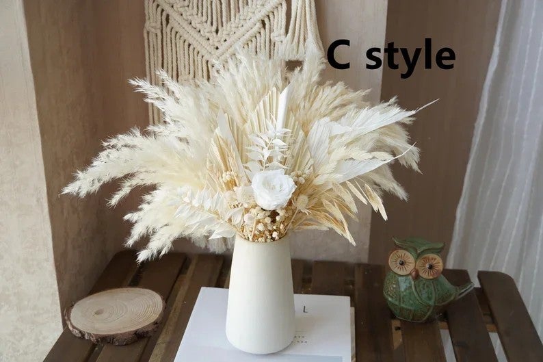 Bluejw Dried Pampas Grass Bouquet - Natural Dried Flowers Wedding Boho Decor, Dried Plants for Home Decoration & Vase Fillers - Image 3