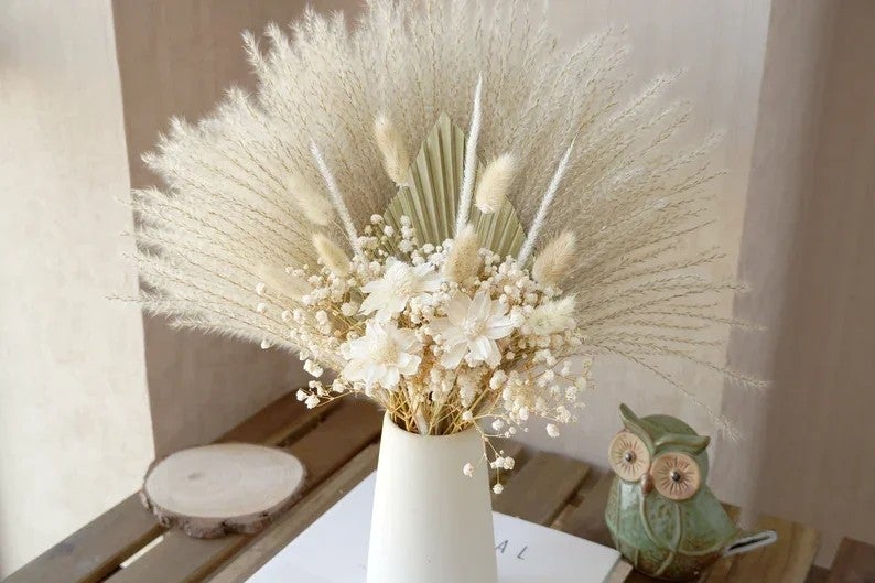Bluejw Dried Pampas Grass Bouquet - Natural Dried Flowers Wedding Boho Decor, Dried Plants for Home Decoration & Vase Fillers - Image 5
