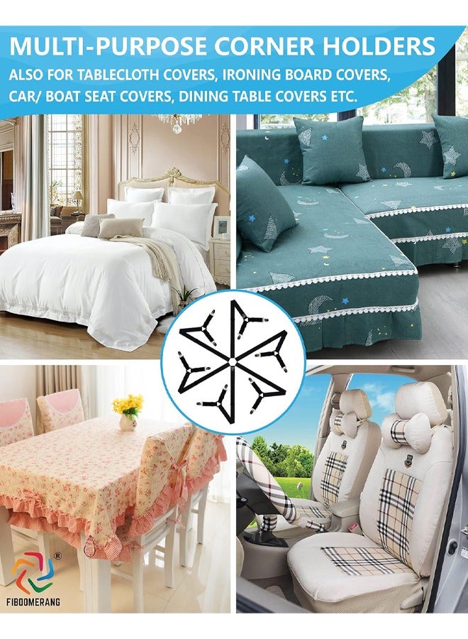 Bed Sheet Holder Straps Adjustable Premium Fitted Suspenders with 6 Way Cross Elastic Bands and Corner Clips for Bedding Mattress Fasteners Black - Image 4