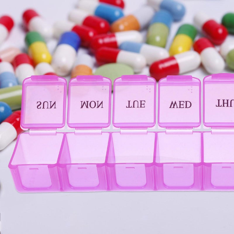 Pink 7 Day Weekly Pill Organizer Case with Compartments for Travel Medicine - Image 5