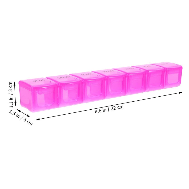Pink 7 Day Weekly Pill Organizer Case with Compartments for Travel Medicine - Image 3
