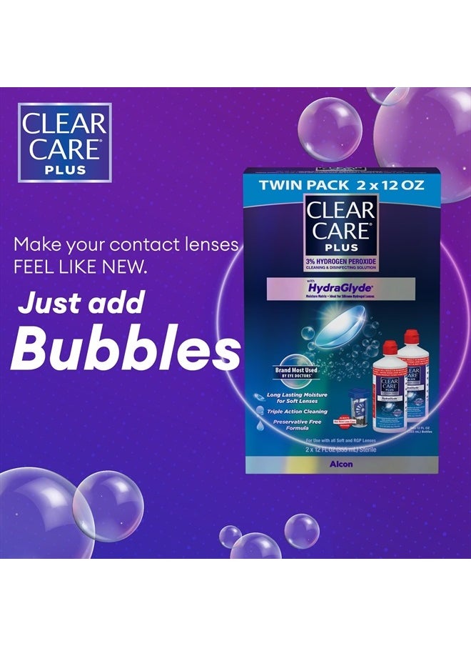 Clear Care Plus Cleaning Solution with Lens Case, Twin Pack, Multi, 12 Oz, Pack of 2  - Image 3