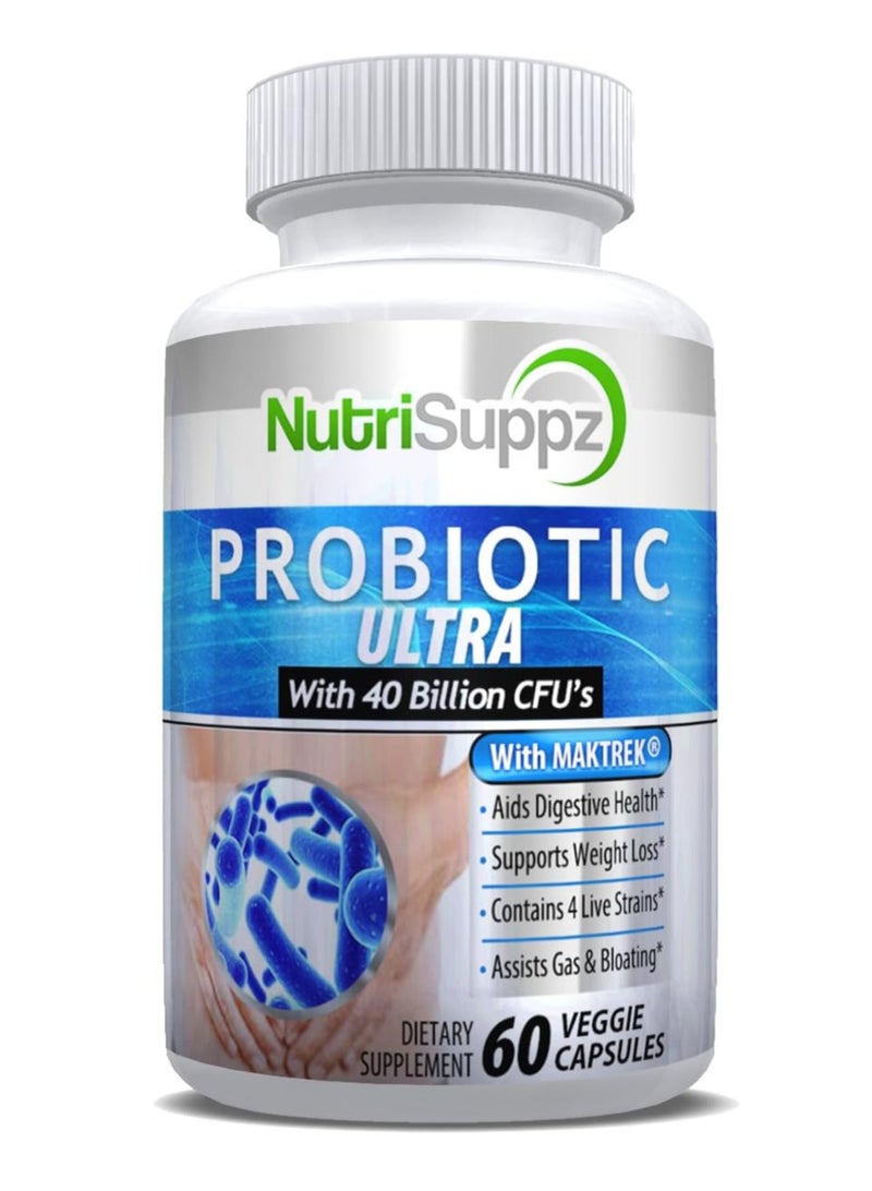 NutriSuppz Probiotics 40 Billion CFU Approved Supplement For Digestive Health, Highest Rated Acidophilus Probiotic for Women 60 Capsules  - Image 1