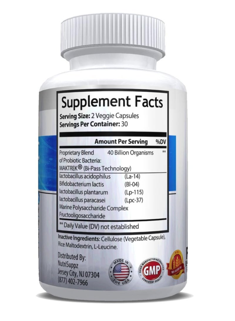 NutriSuppz Probiotics 40 Billion CFU Approved Supplement For Digestive Health, Highest Rated Acidophilus Probiotic for Women 60 Capsules  - Image 2