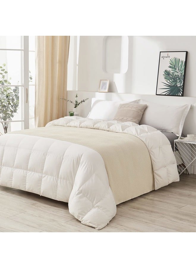 Longhui bedding Cream Knitted Throw Blanket for Couch, Soft, Cozy Machine Washable 100% Cotton Sofa Knit Blankets, Heavy 3.0lb Weight, 51 x 63 Inches, Beige Color - Image 2