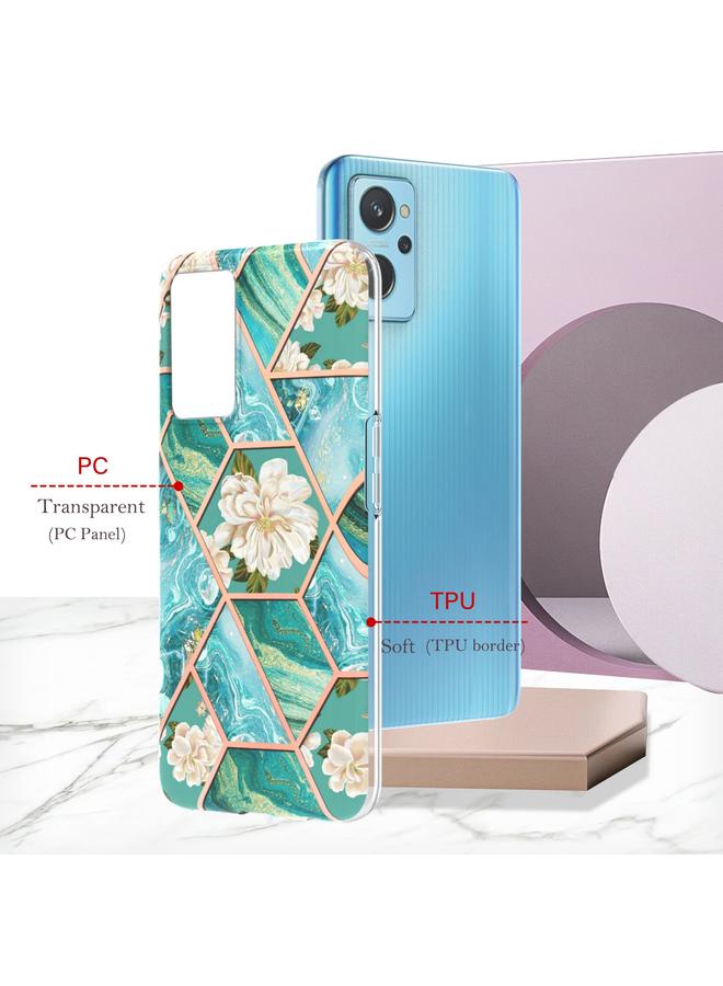 اس-توب جراب لهاتف OPPO Realme 9i /A36/A96 4G مطلي بالكهرباء بنمط زهرة رخامية جراب هاتف مقاوم للصدمات من مادة TPU - Image 3