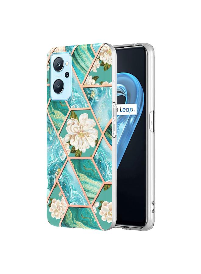 اس-توب جراب لهاتف OPPO Realme 9i /A36/A96 4G مطلي بالكهرباء بنمط زهرة رخامية جراب هاتف مقاوم للصدمات من مادة TPU - Image 1