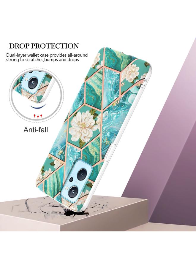 اس-توب جراب لهاتف OPPO Realme 9i /A36/A96 4G مطلي بالكهرباء بنمط زهرة رخامية جراب هاتف مقاوم للصدمات من مادة TPU - Image 4