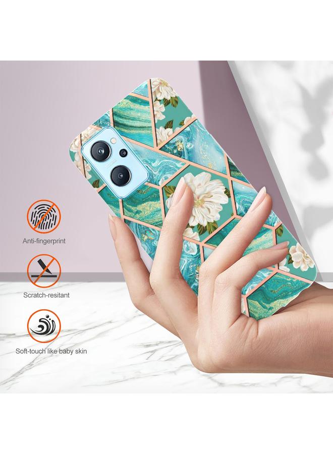 اس-توب جراب لهاتف OPPO Realme 9i /A36/A96 4G مطلي بالكهرباء بنمط زهرة رخامية جراب هاتف مقاوم للصدمات من مادة TPU - Image 5