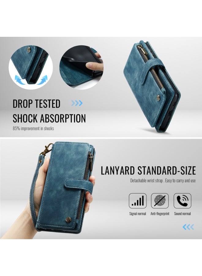 Wallet Case Compatibility with Samsung Galaxy S25 Ultra with Card Holder Kickstand Magnetic Zipper Pocket Lanyard Strap Wristlet,Leather Flip Case Wallet for Galaxy S25 Ultra 6.9 Inch - Image 2