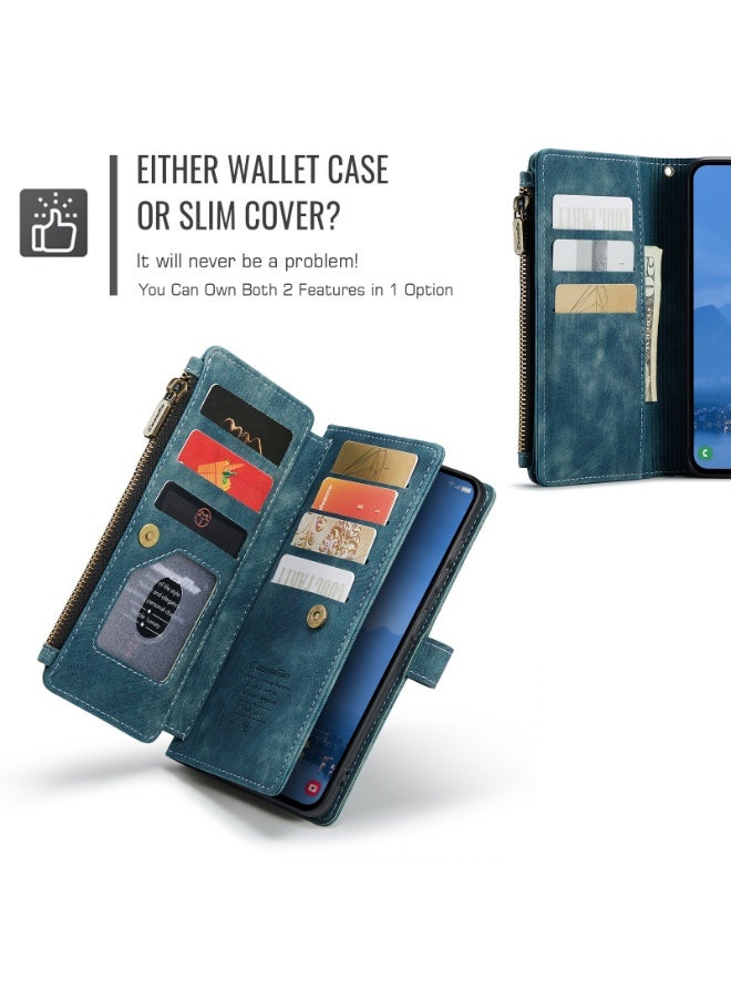 Wallet Case Compatibility with Samsung Galaxy S25 Ultra with Card Holder Kickstand Magnetic Zipper Pocket Lanyard Strap Wristlet,Leather Flip Case Wallet for Galaxy S25 Ultra 6.9 Inch - Image 4