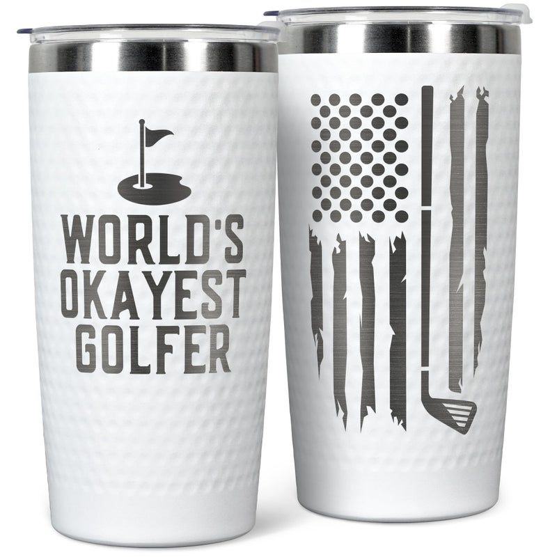 HUNIGIFT Golf Gifts for Men Grandpa Uncle Golfer Boss Dad Husband Him Boyfriend Grandpa Uncle Gifts Birthday Christmas Gift for Golfers Men 20 Oz Worlds Golfer Tumbler for Mens