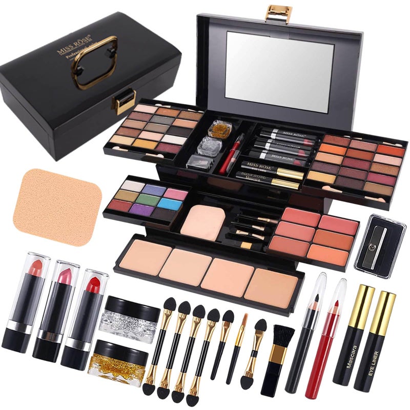 Miss Rose MISS ROSE M 58 Color Professional Makeup Kit makeup palletAll In One Makeup Set for Women Girls BeginnerInclude Eyeshadow Facial Blusher Eyebrow Powder Face Concealer Powder Eyeliner Pencil and a Mirror331Y