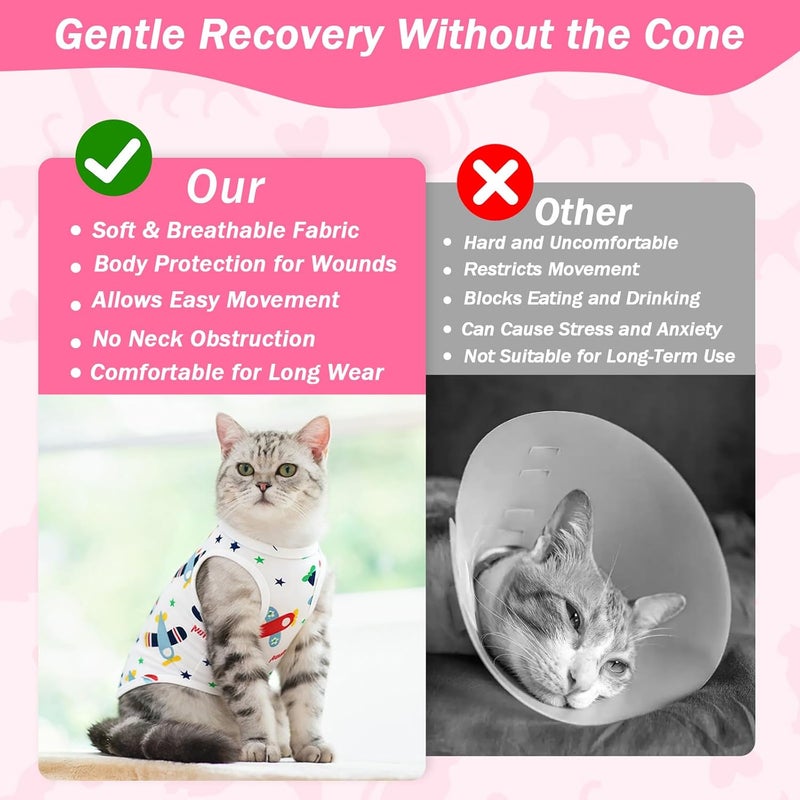 Coppthinktu Cat Recovery Suit Female Cats Onesie for Cats, Breathable Cat Surgery Suit for Surgical Abdominal Wounds Skin Diseases, Cute Kitten Spay Recovery Suit E-Collar Alternative Anti Licking - Image 4