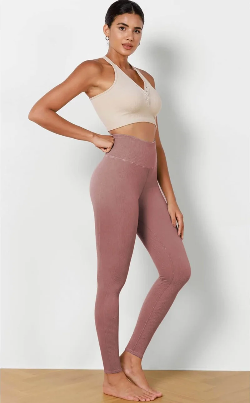 هيبسين راكيب Competing All Women's High Waist Ribbed Flexible Sports Tights 4117