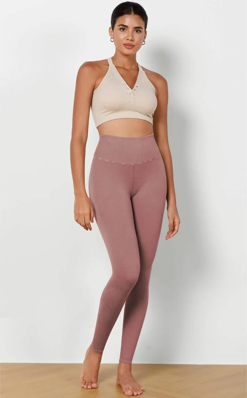 هيبسين راكيب Competing All Women's High Waist Ribbed Flexible Sports Tights 4117
