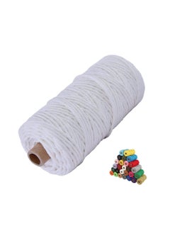 KASTWAVE Natural Cotton Cord Perfect Macrame Supplies DIY Crafts Cord, 3mm x 109 Yards Macrame Cotton Cord, 4 Ply Twisted Macrame Yarn (White)  - Image 1