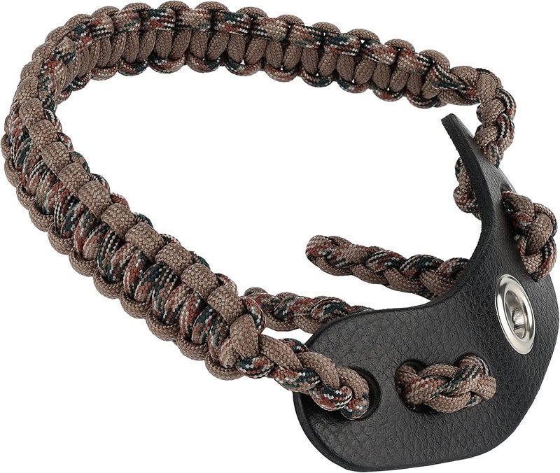 Sunya Archery Bow Wrist Sling, 550 Paracord Strap Comfortable on Hand.100% Full Grain Leather Yoke, Multiple Camo Colors.Fit Compound Bow Stabilizer & Recurve. - Image 1