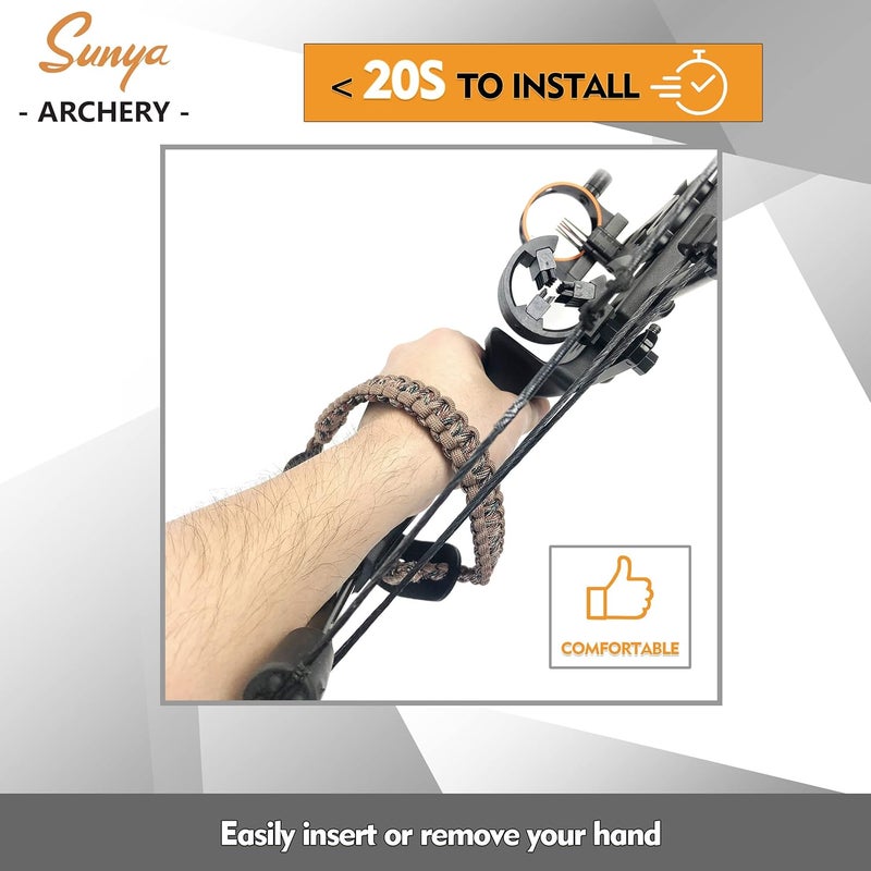 Sunya Archery Bow Wrist Sling, 550 Paracord Strap Comfortable on Hand.100% Full Grain Leather Yoke, Multiple Camo Colors.Fit Compound Bow Stabilizer & Recurve. - Image 5