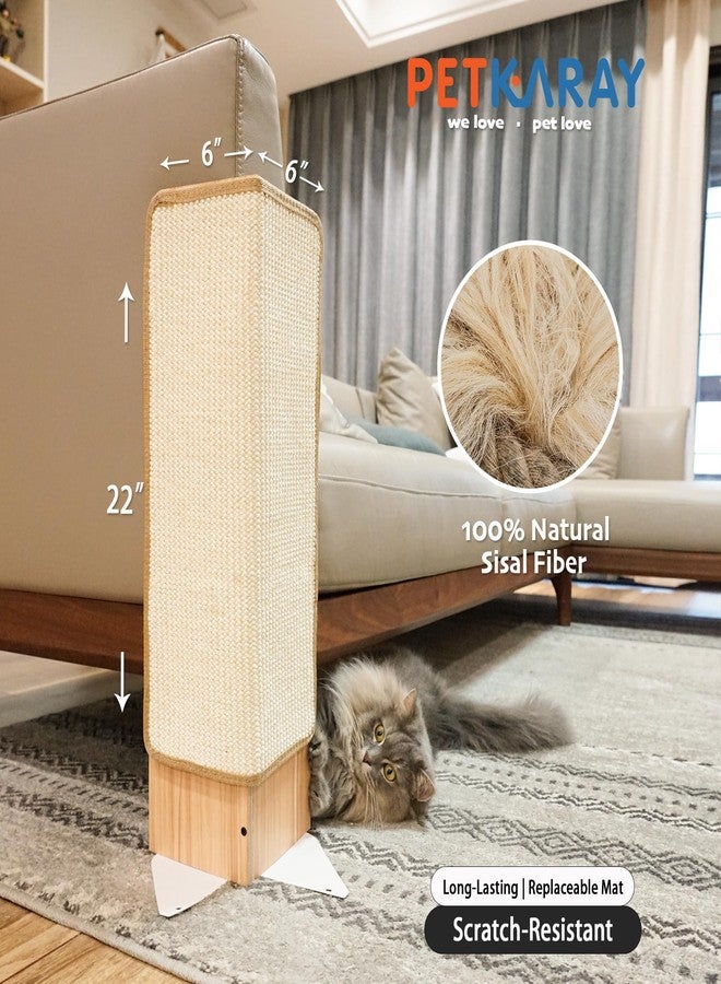 PETKARAY Couch Corner Cat Scratcher, 22" Corner Scratching Post Wall Scratcher, Sisal Furniture Protector for Sofa with Reversible Base, Small - Image 2