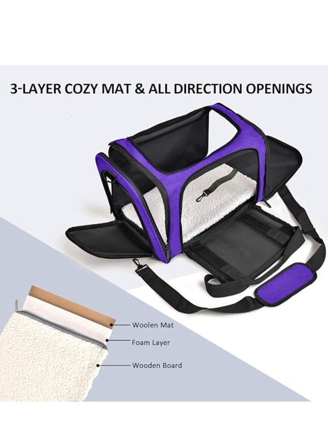 عام حقيبة نقل للقطط والكلاب من الأحجام الصغيرة والمتوسطة والجراء بوزن حتى 15 رطلا، مصنفة من قبل شركات الطيران لحقيبة نقل الكلاب الصغيرة ذات الجوانب الناعمة، قابلة للطي لنقل الجراء - Image 2