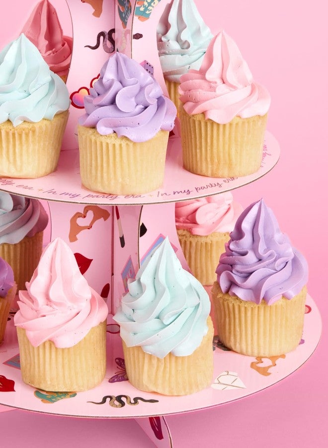 xo, Fetti ERAS Cupcake Tower, 3 Tiers | Birthday Display Decorations, Girls Cake Stand Decor, Bachelorette Party Dessert Table, Pink Food Display - Image 3