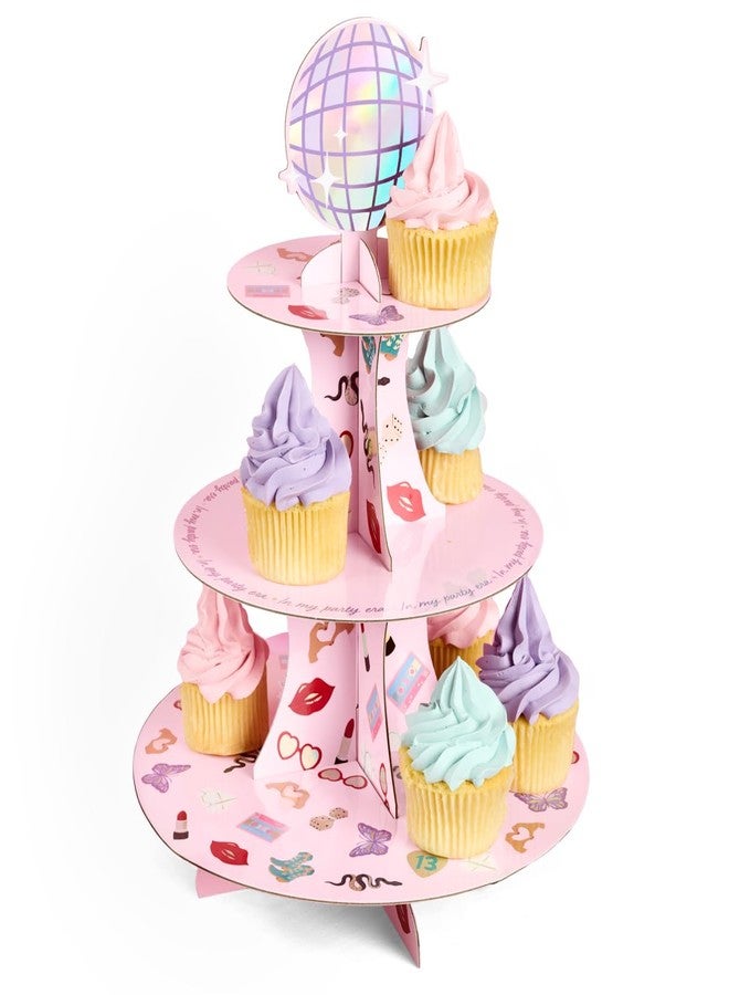 xo, Fetti ERAS Cupcake Tower, 3 Tiers | Birthday Display Decorations, Girls Cake Stand Decor, Bachelorette Party Dessert Table, Pink Food Display - Image 1