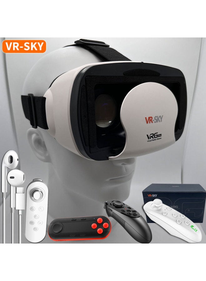 VR Virtual Glasses Game Glasses VR Glasses Private Ar Cinema 3DVR-Color:Sky Earless Blue Light White + Headphones + 052 Black - Image 2