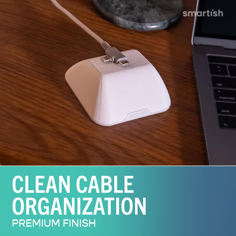 SmartishÂ® Magnetic Cord Holder - Cable Wrangler Organizer with Magnet Clips for Charger Management on Desktop, Nightstand for USB-C + Lightning - Snow Day White - Image 2