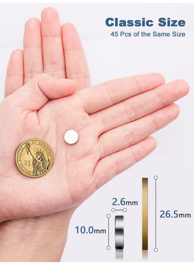 SMARTAKE 45 Pcs Refrigerator Magnets, 10x2.6mm Small Round Fridge Magnets, Multi-Use Premium Neodymium Office Magnets for Fridge, Whiteboard, Billboard in Home, Kitchen, Office and School (Silver) - Image 2