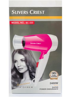 SILVER CREST Hair Dryer Super Power Endurance 2400W Dryer And Styler Professional White/Pink  - Image 1