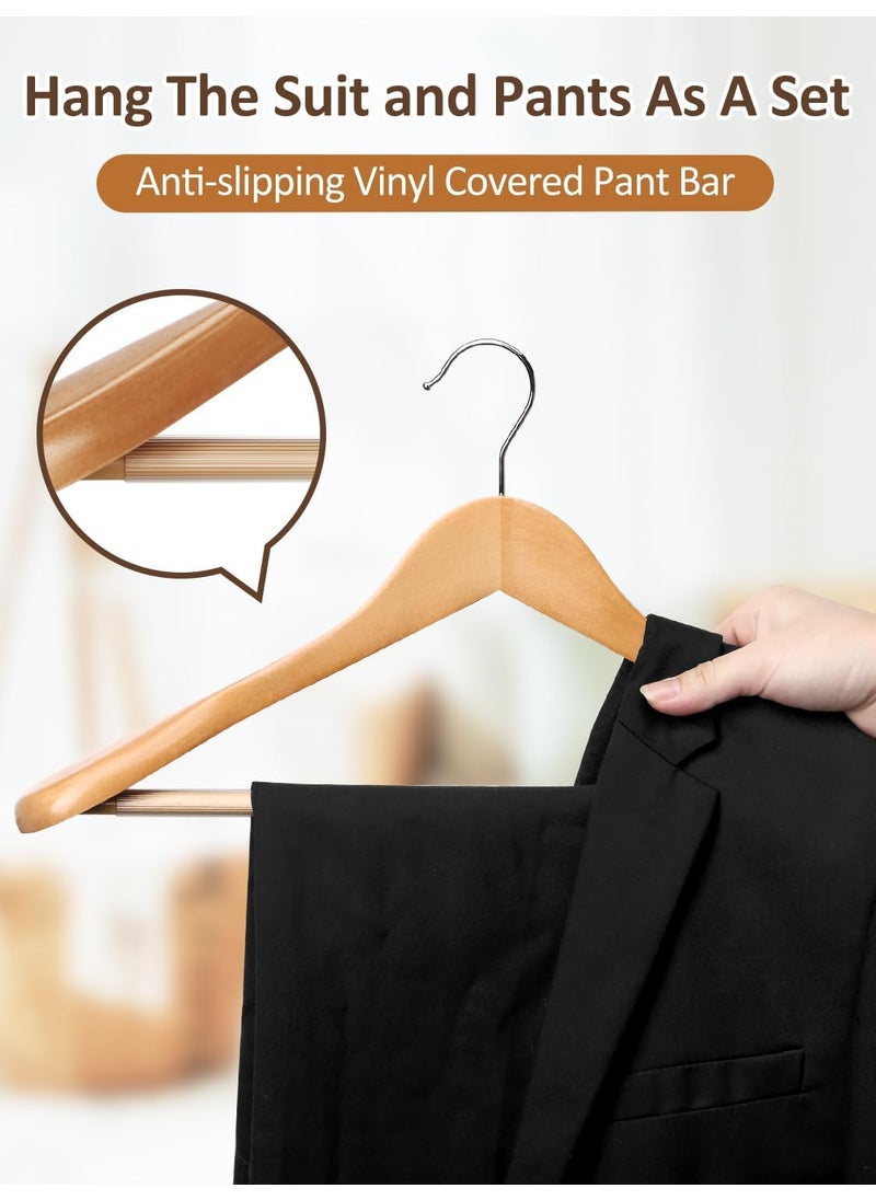 GRACIOUS MART GRACIOUS MART Wide Shoulder Wooden Coat Hangers SpaceSaving and NonSlip 360 Swivel Hook Solid Wood Coat Hangers for Dress Jacket Coat Sweater and Heavy Clothes Beige Pack of 2  - Image 5