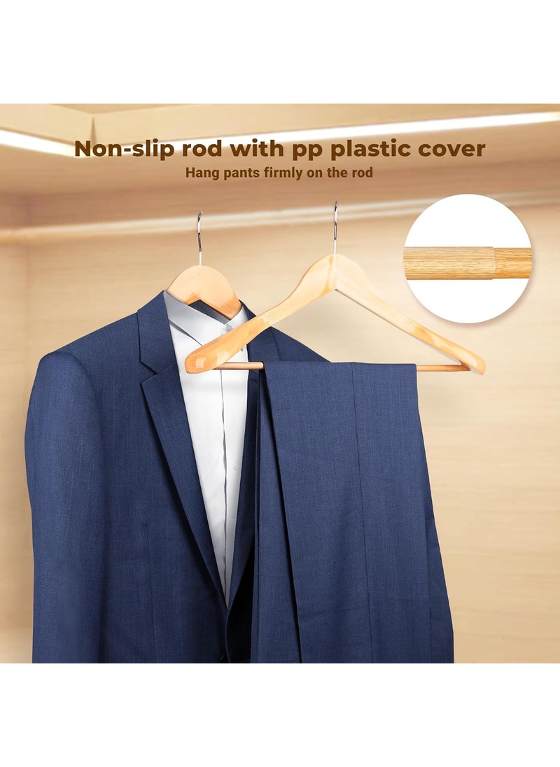 GRACIOUS MART GRACIOUS MART Wide Shoulder Wooden Coat Hangers SpaceSaving and NonSlip 360 Swivel Hook Solid Wood Coat Hangers for Dress Jacket Coat Sweater and Heavy Clothes Beige Pack of 2  - Image 3