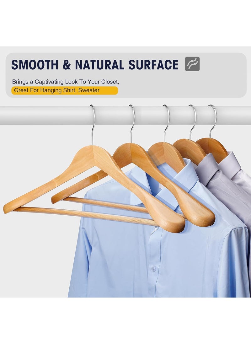 GRACIOUS MART GRACIOUS MART Wide Shoulder Wooden Coat Hangers SpaceSaving and NonSlip 360 Swivel Hook Solid Wood Coat Hangers for Dress Jacket Coat Sweater and Heavy Clothes Beige Pack of 2  - Image 2