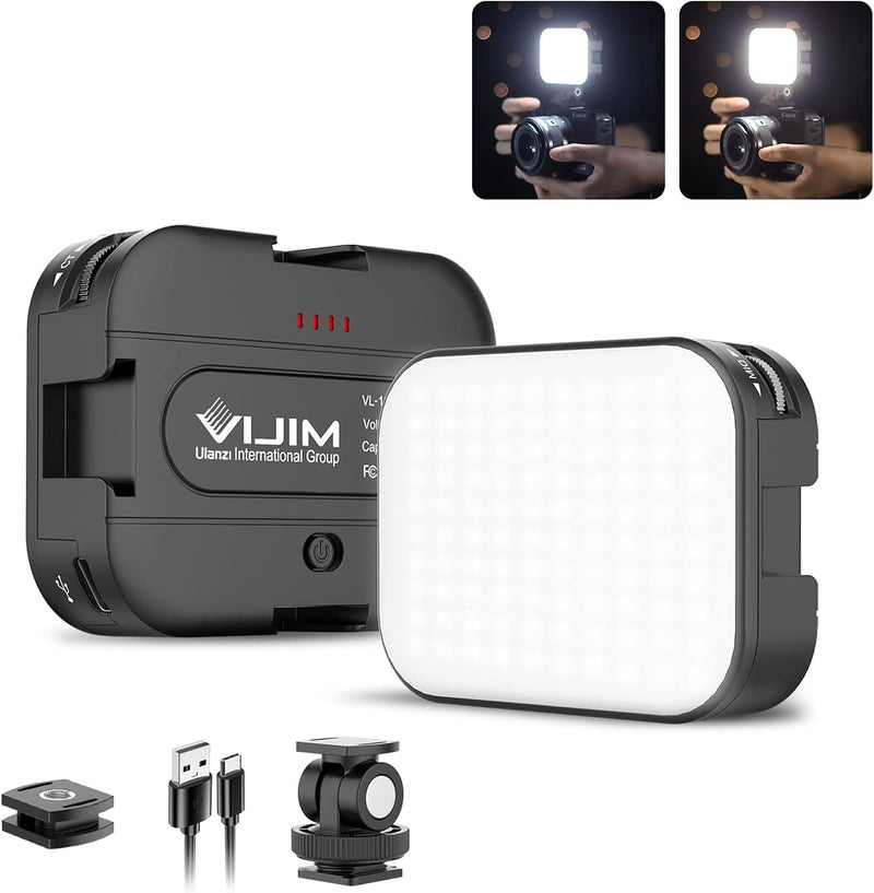 VIJIM VL100C Bi-Color LED Video Light on Camera,Mini Rechargeable 2000mAh LED Camera Lights,CRI95+ Dimmable 2500-6500K Ultra Bright Photo and Video Lighting,LED Fill Lamp - Image 1
