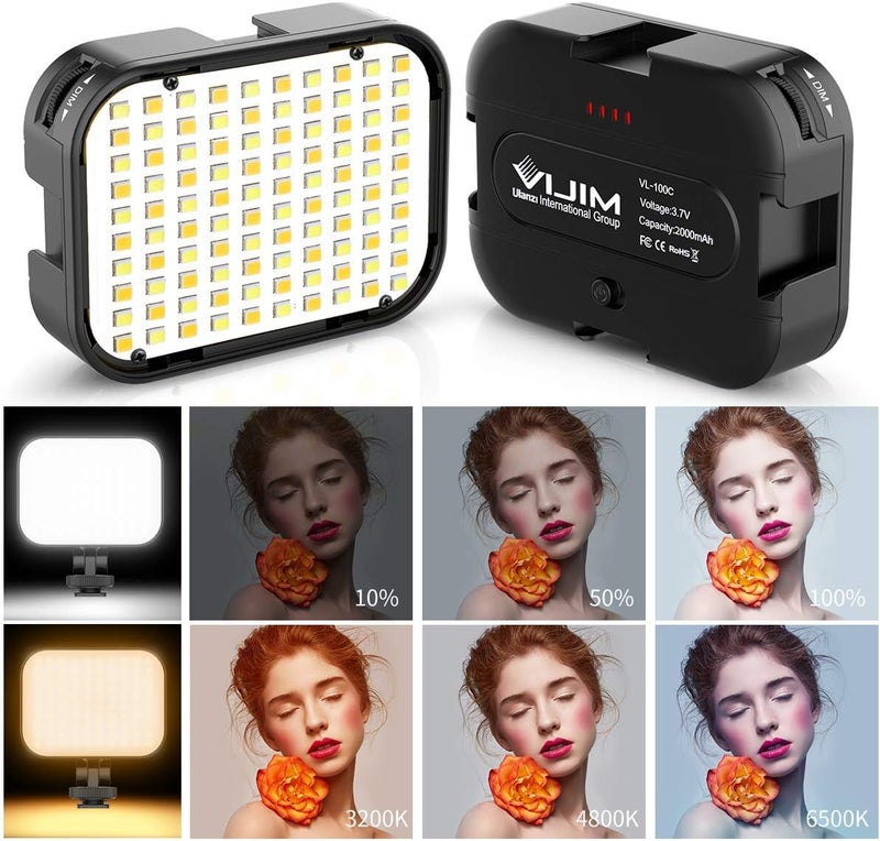 VIJIM VL100C Bi-Color LED Video Light on Camera,Mini Rechargeable 2000mAh LED Camera Lights,CRI95+ Dimmable 2500-6500K Ultra Bright Photo and Video Lighting,LED Fill Lamp - Image 2