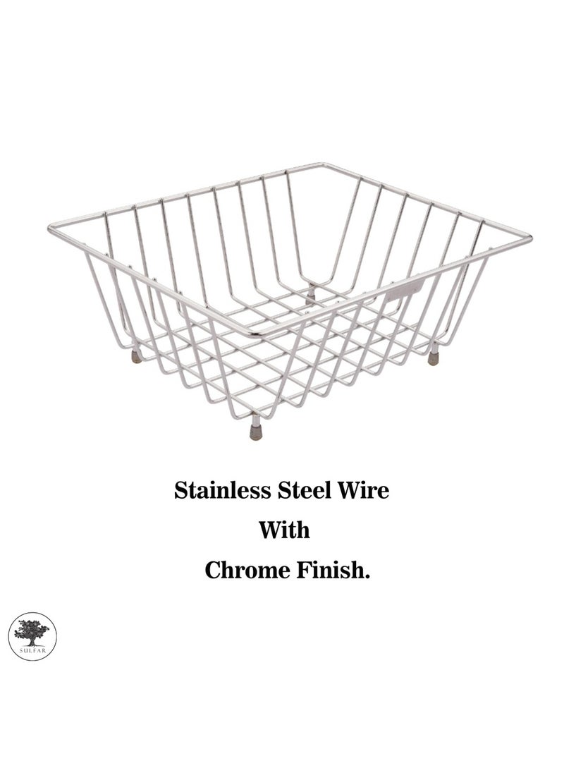 sulfar Stainless Steel Square Fruit/Vegetable Basket for Dining Table Fruits Washing Basket for Kitchen Steel Fruit & Vegetable Basket (Silver) Pack of 1  - Image 4