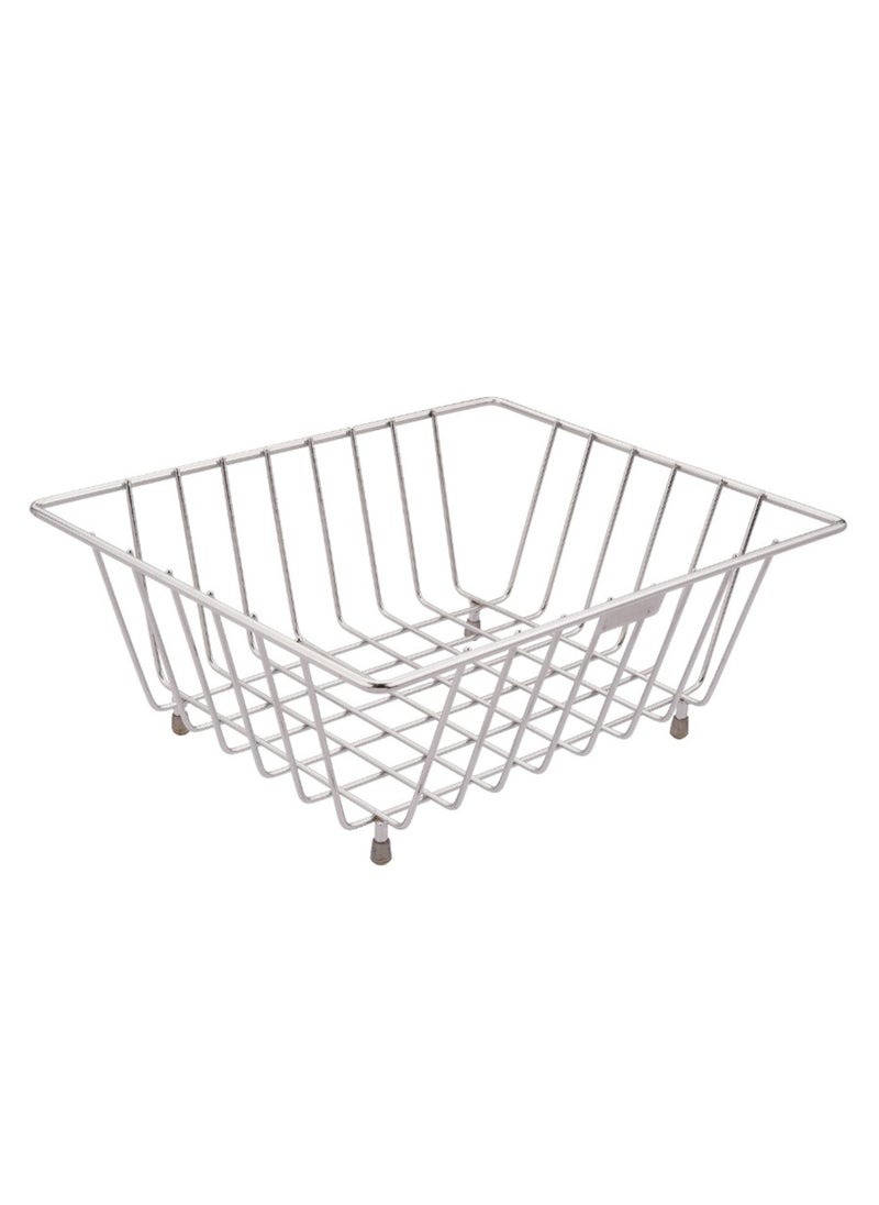 sulfar Stainless Steel Square Fruit/Vegetable Basket for Dining Table Fruits Washing Basket for Kitchen Steel Fruit & Vegetable Basket (Silver) Pack of 1  - Image 1