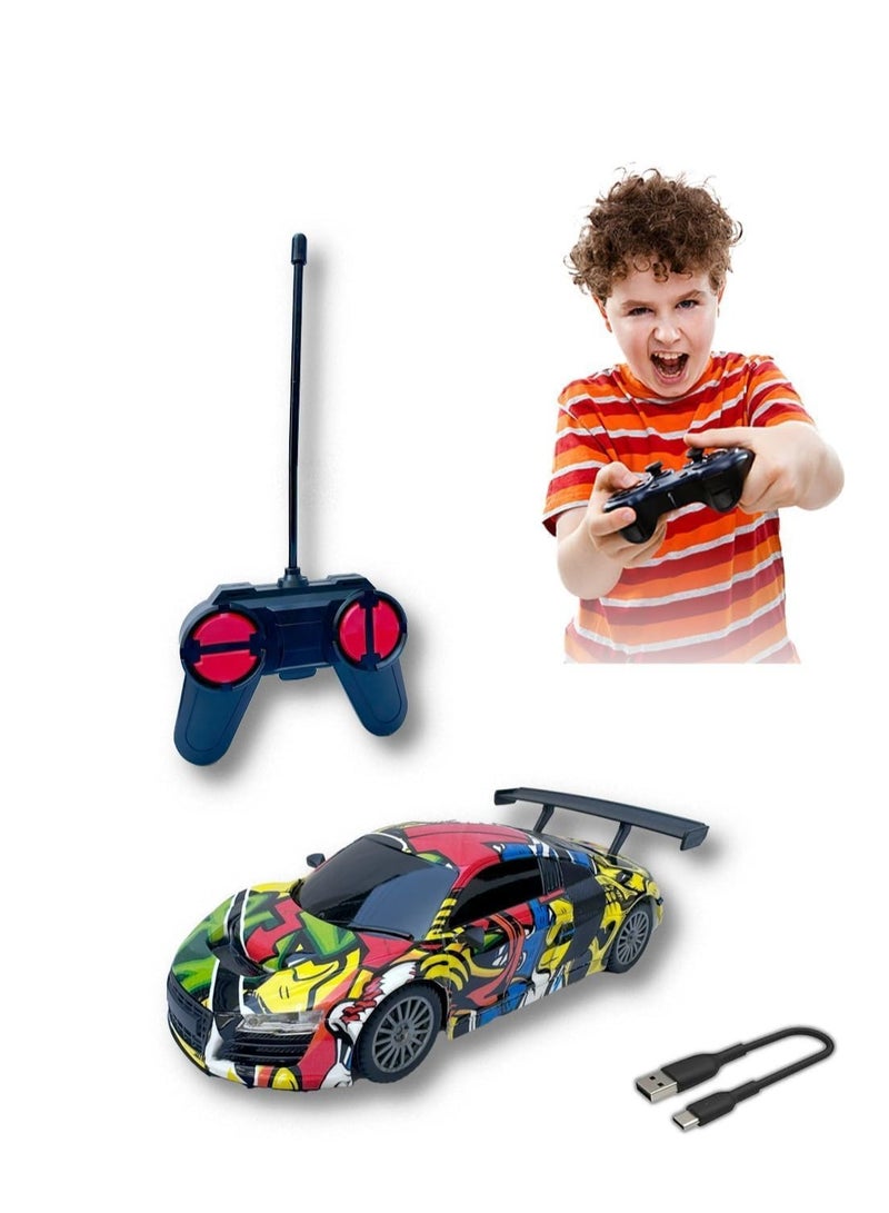 Rechargeable Remote Control Car for Kids – Audi Car Model, Graffiti Design, 1:16 Scale, USB Charging, Remote Control Car Toy - Image 1