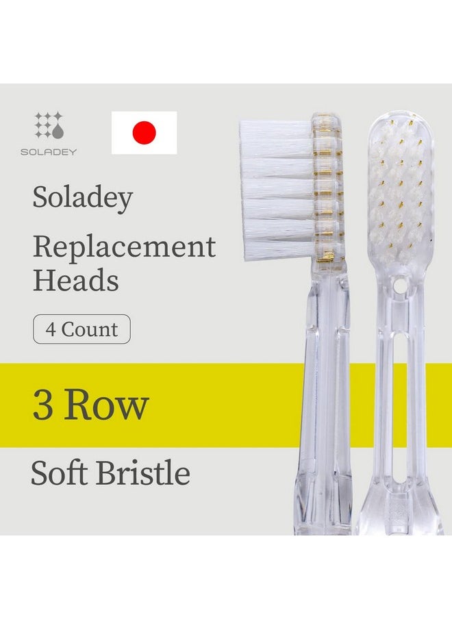 Oladey Ionic Toothbrush Replacement Brush Heads Refill 4 Count 3 Row Soft Bristle