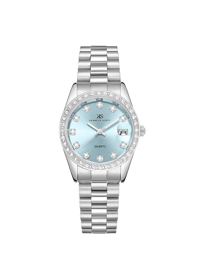 كينيث سكوت Kenneth Scott Women's Light blue Dial Analog Watch - K23545-SBSL
