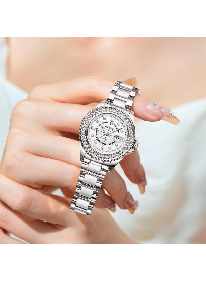 ساعة أوليفز النسائية المصنوعة من السيراميك المرصعة بالألماس، تعمل بالكوارتز، رقم 3685 - view 2