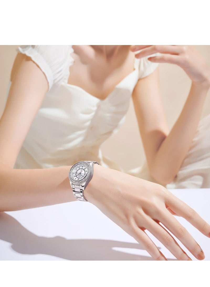 ساعة أوليفز النسائية المصنوعة من السيراميك المرصعة بالألماس، تعمل بالكوارتز، رقم 3685 - view 4